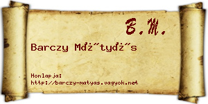 Barczy Mátyás névjegykártya
